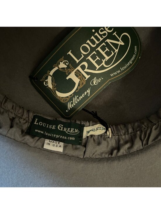 Louise Green Beaded Gray Felt Cloche Hat With Satin Band & Embellished Detailing